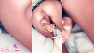 Nerdy student is yelling while fapping in front of the web camera, late at night