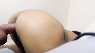 Lusty nymph is blowing a thick lollipop in a POINT OF VIEW fashion before getting plowed from the back