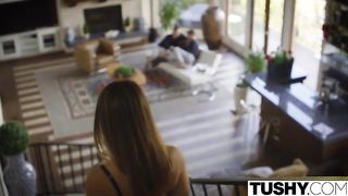 Natasha Super-Cute can't stop squealing from elation while getting poked by 2 boys at the same time