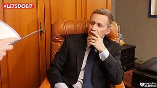 Sexually Aroused student is having a casual threeway with her masters, instead of going to classes