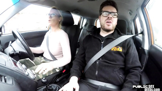 English milf publicly blows driving instructor
