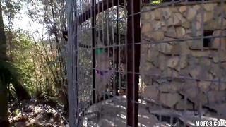 Bony teenager dark-haired with a pretty grin rails a rock rigid fuckpole like a real professional