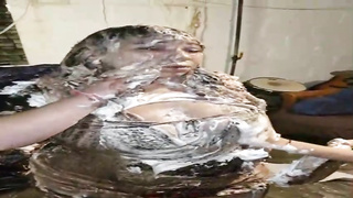 Giant hoe got enormously thrilled while her colleague was adorning her with lots of cake