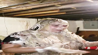 Giant hoe got enormously thrilled while her colleague was adorning her with lots of cake