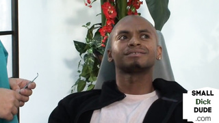 CFNM babes jerk tiny black dick at the dentist