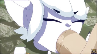 Pretty and fairly lil' animation honey is throating a meaty beef whistle while getting slammed with 2