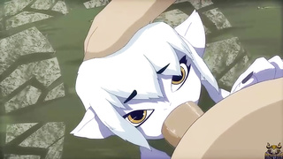 Pretty and fairly lil' animation honey is throating a meaty beef whistle while getting slammed with 2