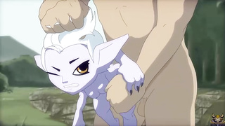 Pretty and fairly lil' animation honey is throating a meaty beef whistle while getting slammed with 2