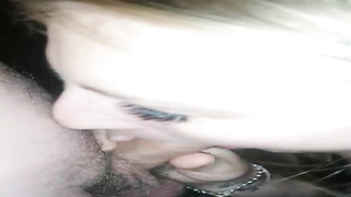 Fleshy blond is delicately gargling her greatest acquaintance's bone and listening to his squeals and breathes