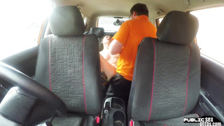 Asian babe publicly fucked by driving instructor