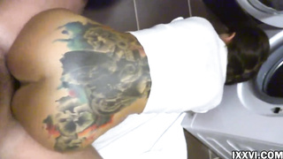 Rest Room peeing confrontation and swift romp with Camilla Moon