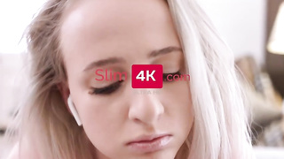 Glamorous blond chick is having a sensuous threeway with 2 pals, in her living guest room