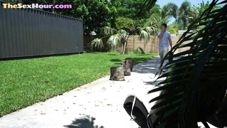 Black booty stepteen riding cock in kinky duo