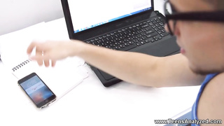 Playful dark-haired with all-natural mounds is pleasuring her man in every way she can thnk of