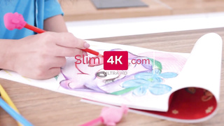 Petite jugged, nubile brown-haired and her fresh fellow are romping in the middle of the day