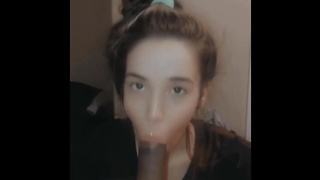 Unexperienced nubile is deep throating spear in a POINT OF VIEW fashion and listening to her accomplice's screams and breathes