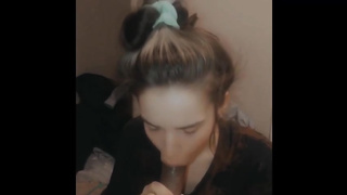 Unexperienced nubile is deep throating spear in a POINT OF VIEW fashion and listening to her accomplice's screams and breathes