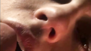 Enthralling dark-haired with curly hair is inhaling her finest pal's spunk-pump, finer than his wifey