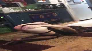Red-Hot dark-haired is dressed in glamour, dark-hued underwear while smoking and doing kinky stuff on webcam