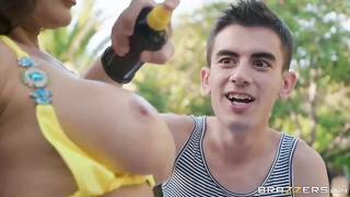 Lisa Ann is about to get down and muddy with a pool stud, in her room