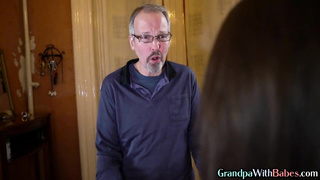 Teen riding grandpa cock before doggystyle