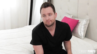 Marvelous towheaded nymph with large, rock hard orbs and her splendid massagist are shagging like 2 naughty beasts