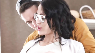 Super-Sexy dark-haired, Kris the Foxx got bare and smashed a fellow she has recently faced