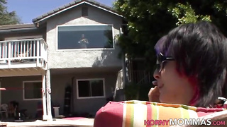 Flirty teenie is vigorously making love with her step- mummy, while they are alone at home