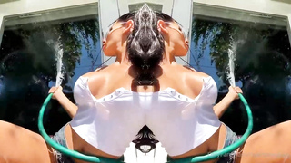 Huge-Chested stunner is using a fat, silicone fuck stick to make herself spunk, during the day