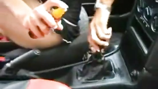 German cougar plumbs gear shift in truck and pees everywhere