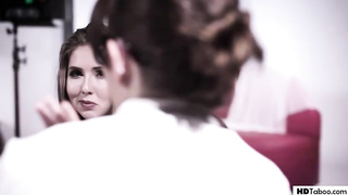 Buxomy towheaded is pounding a married boy in front of his wifey, late at night