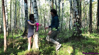 Insane black-haired got corded up in the nature and boinked from the back, the other day
