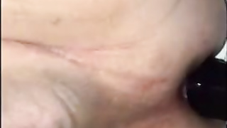 Super-Naughty mature is having casual romp with a junior dude and using a cord- on