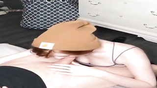 Crimson haired pipe cocksucker is providing a head to a acquaintance, while getting on all fours in front of him