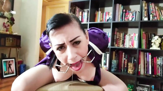 Super-Naughty brown-haired gets utterly excited when roped up and getting throatfucked, in her personal library