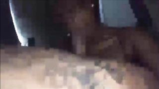 Ebony stunner is deep-throating man rod in the middle of the night, in front of the camera