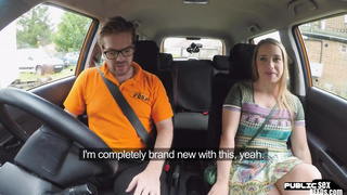 Euro student publicly fucked in driving lesson