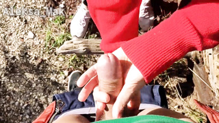 WOW ! Small Student Walk in the Forest Concludes with Pal Jizz Shot