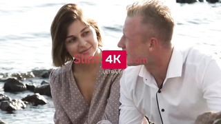 First-Timer honey faced a spectacular dude on the beach and shortly they were fuckin' like kinky brutes