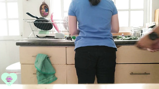 I poked my greatest mate's wifey while she was washing the dishes