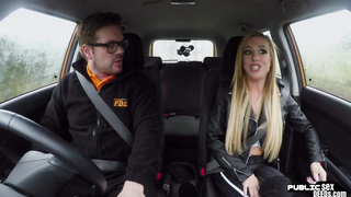 British driving student ass fingered and fucked
