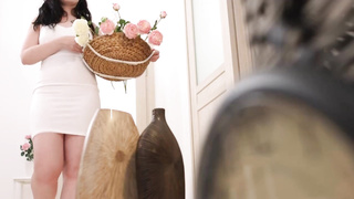 Ravishing dark haired is screaming while getting plowed from the back, because she is about to jism