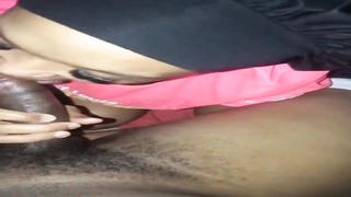 Whorish, Ebony woman is impatiently blowing a rock rock hard meatpipe, in the middle of the night