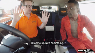 Bigtit english teacher riding black cock in car