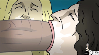3 fantastic, Animation stunners are having joy while taking turns fellating a massive, black meat stick