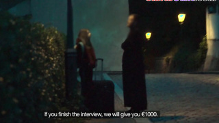 Petite babe publicly pulled for blowjob in van