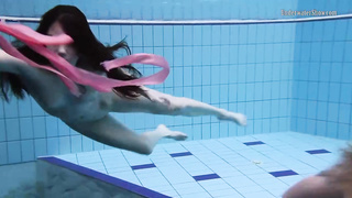 Wondrous female in glamour stocking is having underwater joy with her gf, while no one is eyeing
