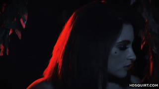 Crimson haired superslut with lil' boobs and tats, Lola Fae is about to get gang-fucked