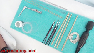 cute neck chain inserted in cervix with speculum on