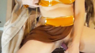 Most in demand Dutch adult model Leia plows herself with big lightsaber in front of customer